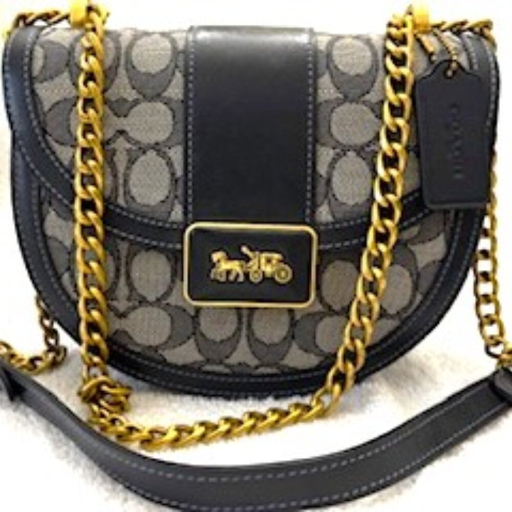 Coach Alie Saddlebag crossbody in Signature Jacquard print and calf leather NWOT